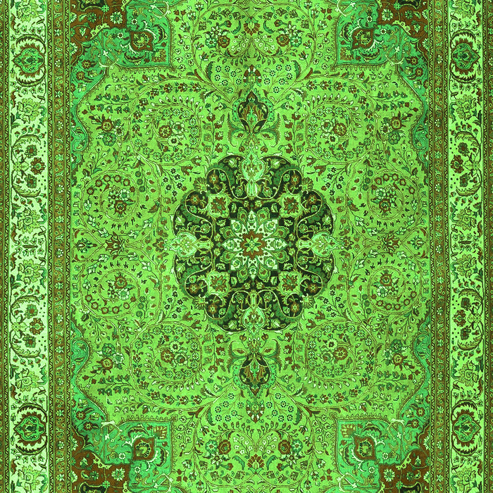 Serging Thickness of Machine Washable Medallion Green Traditional Area Rugs, wshtr4523grn