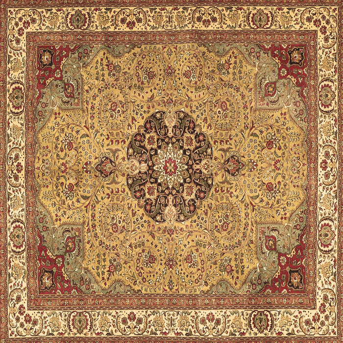 Square Machine Washable Medallion Brown Traditional Rug, wshtr4523brn
