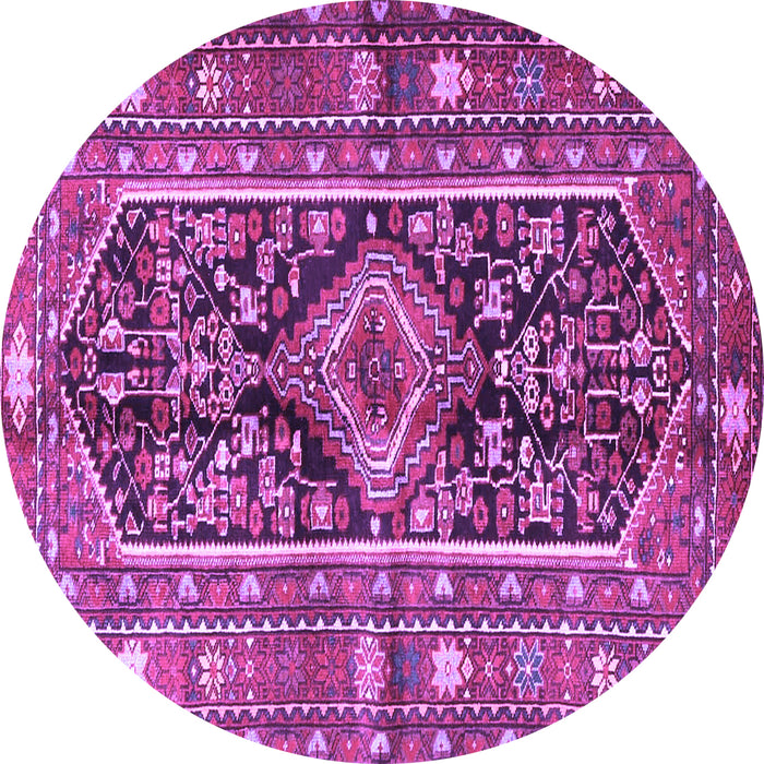 Round Machine Washable Persian Purple Traditional Area Rugs, wshtr4524pur