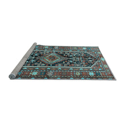 Sideview of Machine Washable Persian Light Blue Traditional Rug, wshtr4524lblu