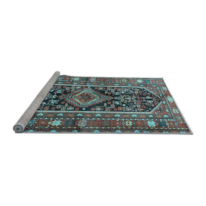 Sideview of Machine Washable Persian Light Blue Traditional Rug, wshtr4524lblu