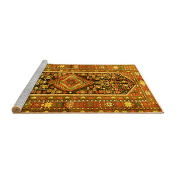 Sideview of Machine Washable Persian Yellow Traditional Rug, wshtr4524yw