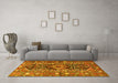 Machine Washable Persian Yellow Traditional Rug in a Living Room, wshtr4524yw