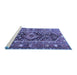 Sideview of Machine Washable Persian Blue Traditional Rug, wshtr4524blu