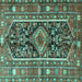 Square Machine Washable Persian Turquoise Traditional Area Rugs, wshtr4524turq