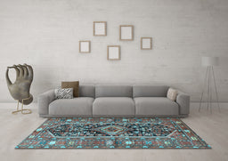 Machine Washable Persian Light Blue Traditional Rug in a Living Room, wshtr4524lblu