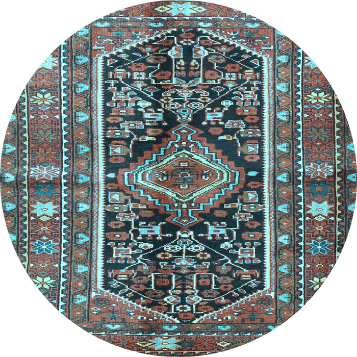 Round Machine Washable Persian Light Blue Traditional Rug, wshtr4524lblu