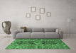 Machine Washable Persian Emerald Green Traditional Area Rugs in a Living Room,, wshtr4524emgrn