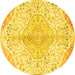 Round Persian Yellow Traditional Rug, tr4525yw