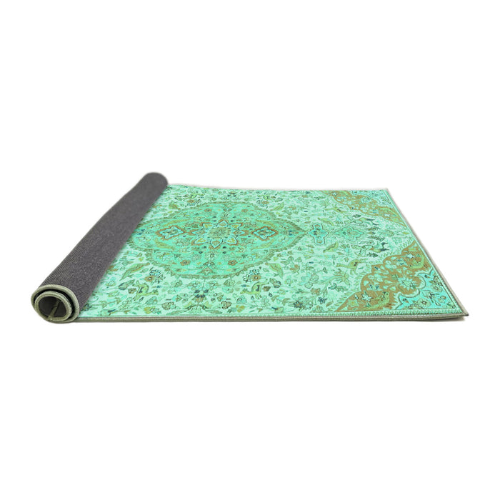 Sideview of Persian Turquoise Traditional Rug, tr4525turq