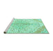 Sideview of Machine Washable Persian Turquoise Traditional Area Rugs, wshtr4525turq