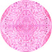 Round Machine Washable Persian Pink Traditional Rug, wshtr4525pnk