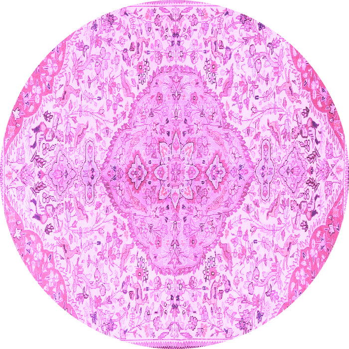 Round Machine Washable Persian Purple Traditional Area Rugs, wshtr4525pur