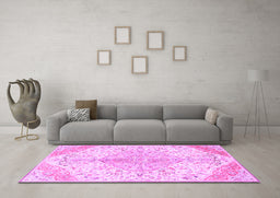 Machine Washable Persian Purple Traditional Area Rugs in a Living Room, wshtr4525pur