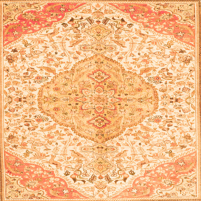 Round Machine Washable Persian Orange Traditional Area Rugs, wshtr4525org