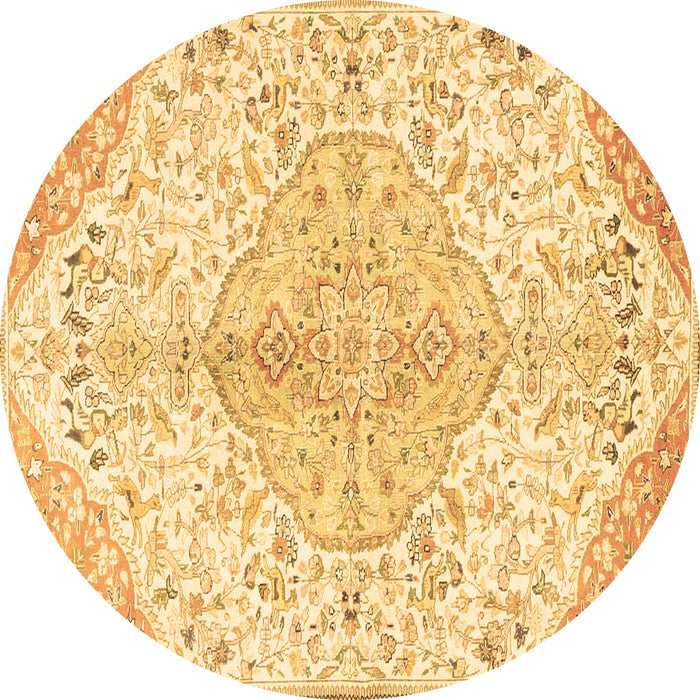 Round Machine Washable Persian Brown Traditional Rug, wshtr4525brn