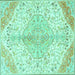 Square Machine Washable Persian Turquoise Traditional Area Rugs, wshtr4525turq