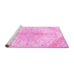 Sideview of Machine Washable Persian Pink Traditional Rug, wshtr4525pnk