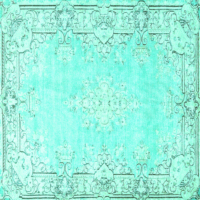 Square Machine Washable Persian Turquoise Bohemian Area Rugs, wshtr4526turq