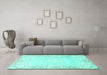 Machine Washable Persian Turquoise Bohemian Area Rugs in a Living Room,, wshtr4526turq