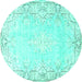 Round Persian Turquoise Bohemian Rug, tr4526turq