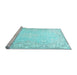 Sideview of Machine Washable Persian Light Blue Bohemian Rug, wshtr4526lblu