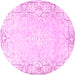 Round Machine Washable Persian Pink Bohemian Rug, wshtr4526pnk