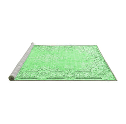 Sideview of Machine Washable Persian Emerald Green Bohemian Area Rugs, wshtr4526emgrn