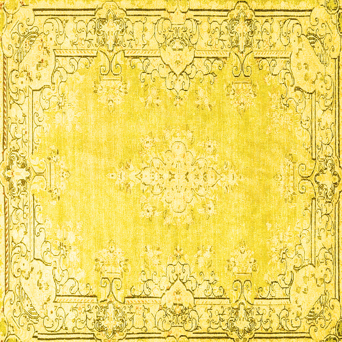 Square Machine Washable Persian Yellow Bohemian Rug, wshtr4526yw