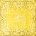 Square Machine Washable Persian Yellow Bohemian Rug, wshtr4526yw