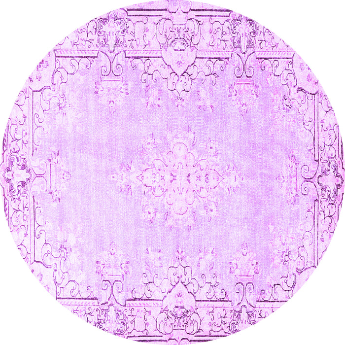 Round Machine Washable Persian Purple Bohemian Area Rugs, wshtr4526pur