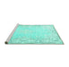 Sideview of Machine Washable Persian Turquoise Bohemian Area Rugs, wshtr4526turq