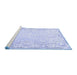 Sideview of Machine Washable Persian Blue Bohemian Rug, wshtr4526blu