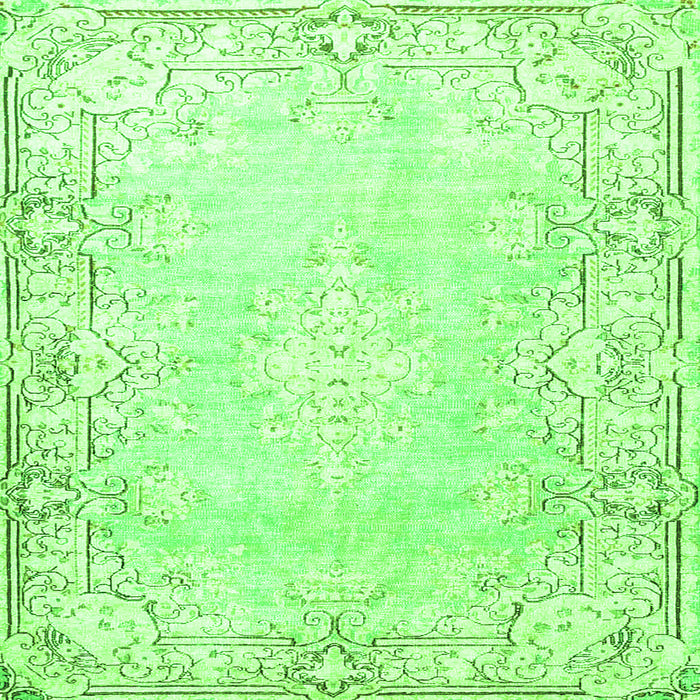 Round Machine Washable Persian Green Bohemian Area Rugs, wshtr4526grn