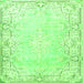 Round Machine Washable Persian Green Bohemian Area Rugs, wshtr4526grn