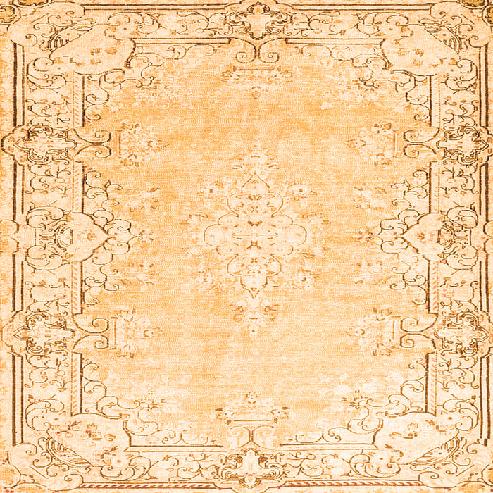 Round Machine Washable Persian Orange Bohemian Area Rugs, wshtr4526org
