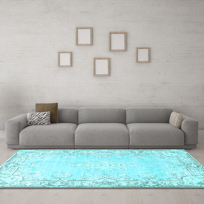 Machine Washable Persian Light Blue Bohemian Rug in a Living Room, wshtr4526lblu