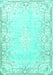 Machine Washable Persian Turquoise Bohemian Area Rugs, wshtr4526turq