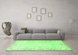 Machine Washable Persian Green Bohemian Area Rugs in a Living Room,, wshtr4526grn