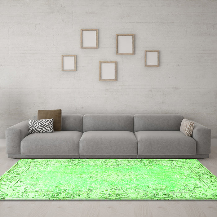 Machine Washable Persian Green Bohemian Area Rugs in a Living Room,, wshtr4526grn