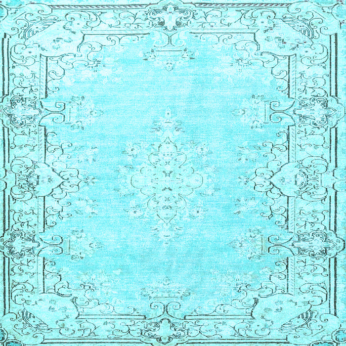 Square Machine Washable Persian Light Blue Bohemian Rug, wshtr4526lblu