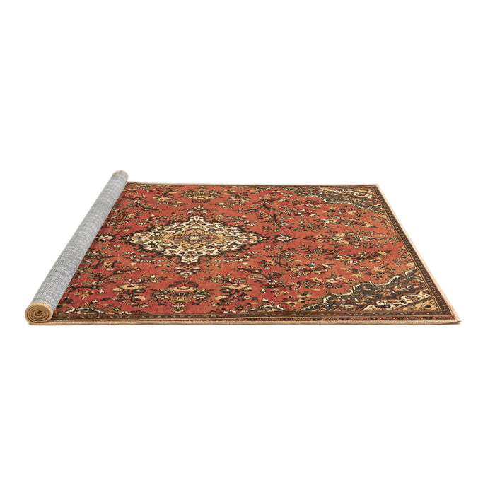 Sideview of Machine Washable Persian Brown Traditional Rug, wshtr4527brn