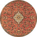 Round Persian Brown Traditional Rug, tr4527brn