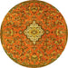 Round Persian Yellow Traditional Rug, tr4527yw