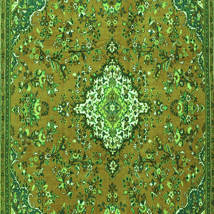 Serging Thickness of Machine Washable Persian Green Traditional Area Rugs, wshtr4527grn