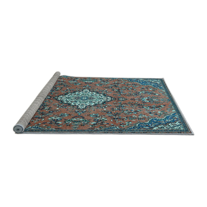 Sideview of Machine Washable Persian Light Blue Traditional Rug, wshtr4527lblu