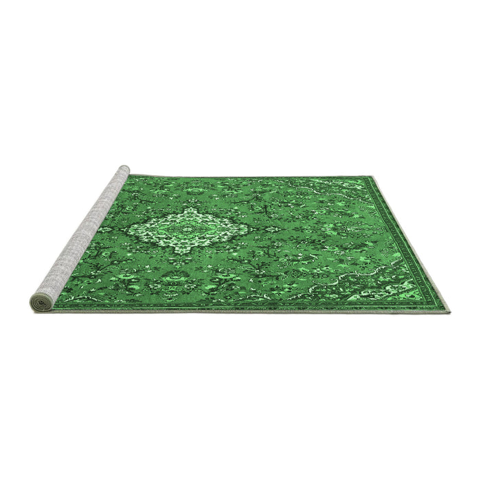 Sideview of Machine Washable Persian Emerald Green Traditional Area Rugs, wshtr4527emgrn