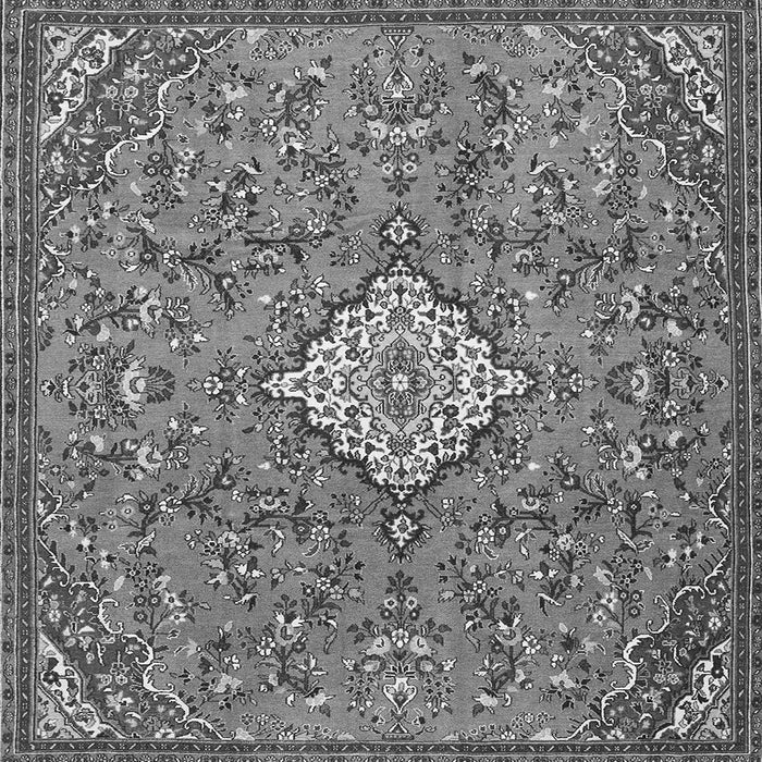 Round Machine Washable Persian Gray Traditional Rug, wshtr4527gry