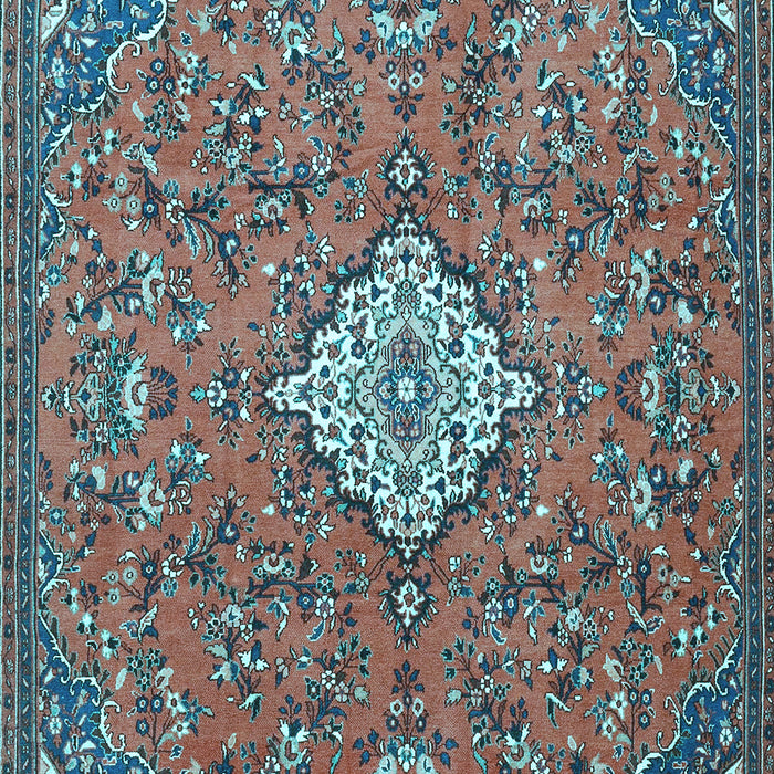 Machine Washable Persian Light Blue Traditional Rug, wshtr4527lblu