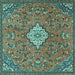 Square Persian Turquoise Traditional Rug, tr4527turq